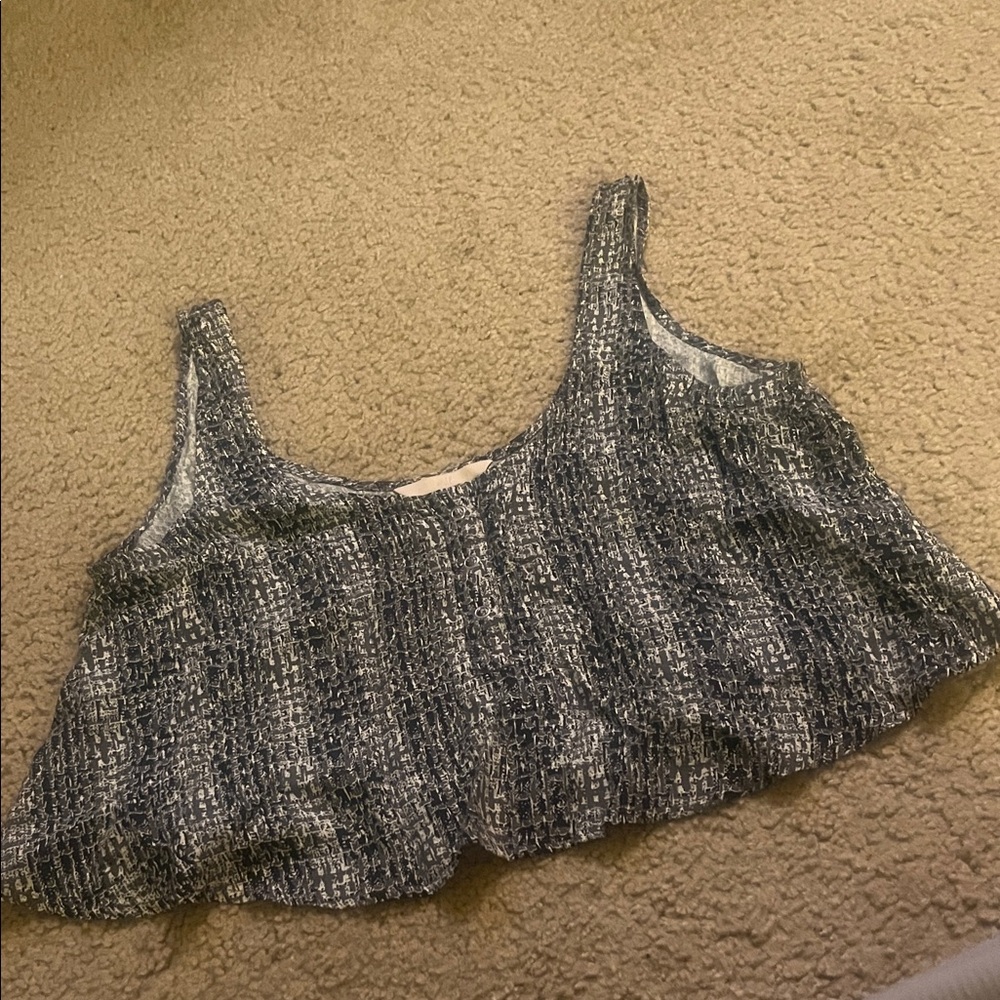 Women's Black and White Tweed crop Top